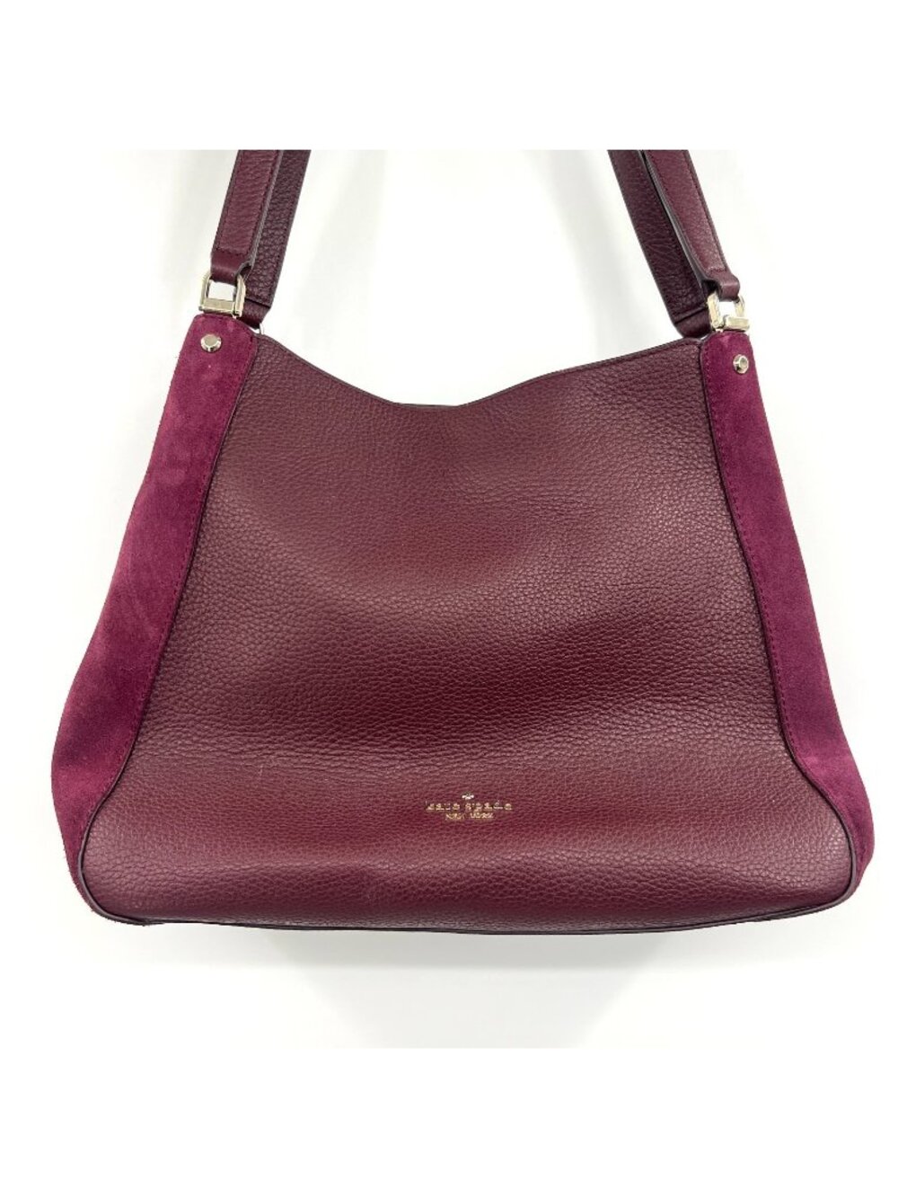 Kate Spade New York Leila Medium Pebbled Leather Burgundy Shoulder Bag - Picture 1 of 10